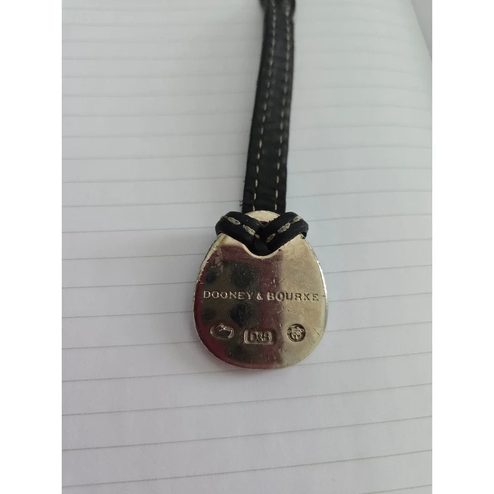 Dooney & Bourke Duck Logo Bag Charm Turquoise Enamel Silver Tone Black Leather - Picture 4 of 5